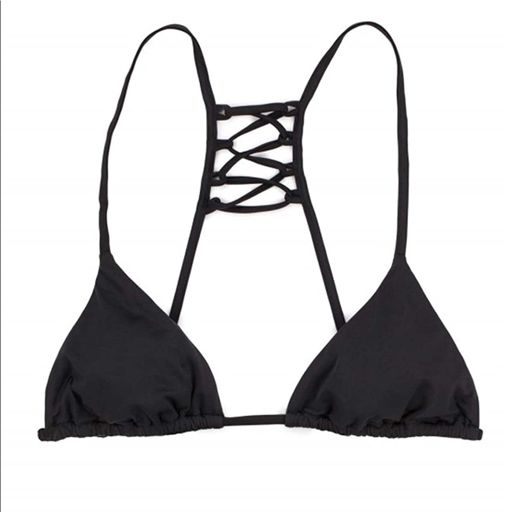 Beach Bunny Quinn Black Racerback Tri Top Bikini